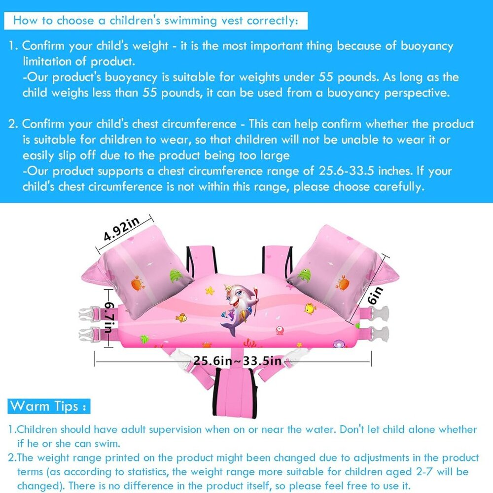 NWT Chriffer Kids Swim Vest Life Jacket – Toddler Floaties 30–55 lbs - Picture 3 of 4